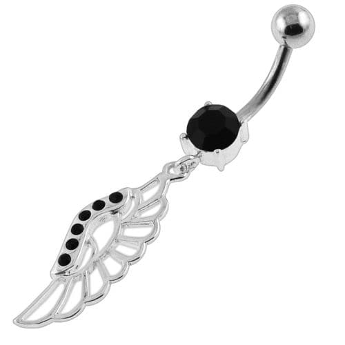 Dangling Fancy Jeweled Wings Navel Belly Piercing - Monster Piercing