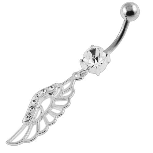 Dangling Fancy Jeweled Wings Navel Belly Piercing - Monster Piercing