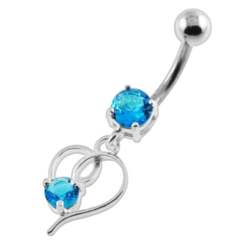 Round Gem in a Heart Navel Belly Button Piercing - Monster Piercing