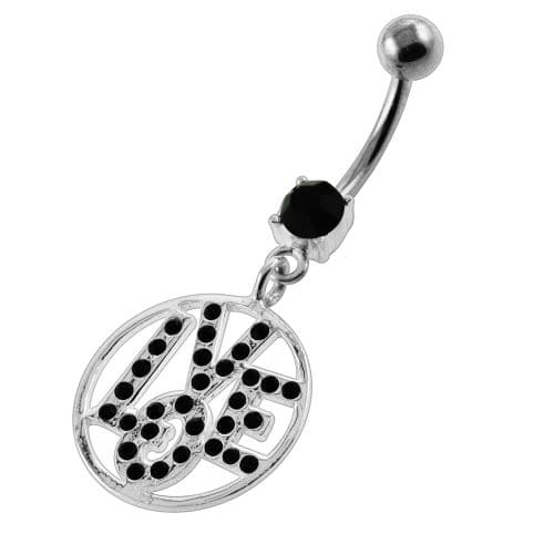 Jeweled Word LOVE Navel Belly Button Piercing - Monster Piercing