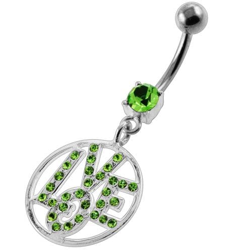 Jeweled Word LOVE Navel Belly Button Piercing - Monster Piercing