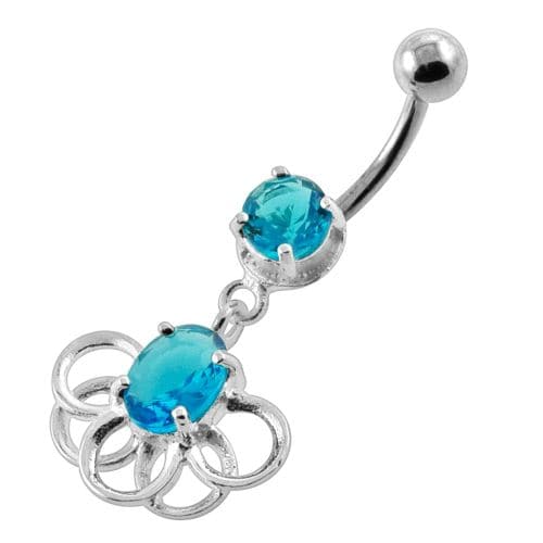 Rings around the Round Stone Navel Belly Button Piercing - Monster Piercing