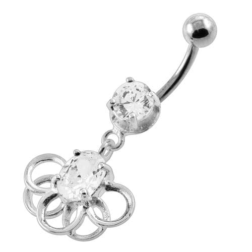 Rings around the Round Stone Navel Belly Button Piercing - Monster Piercing