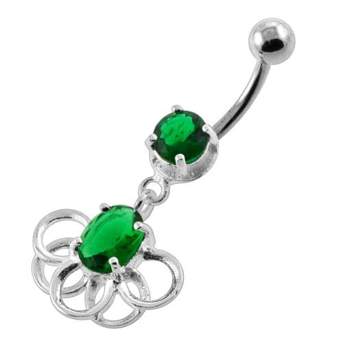 Rings around the Round Stone Navel Belly Button Piercing - Monster Piercing