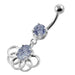 Rings around the Round Stone Navel Belly Button Piercing - Monster Piercing