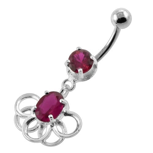 Rings around the Round Stone Navel Belly Button Piercing - Monster Piercing