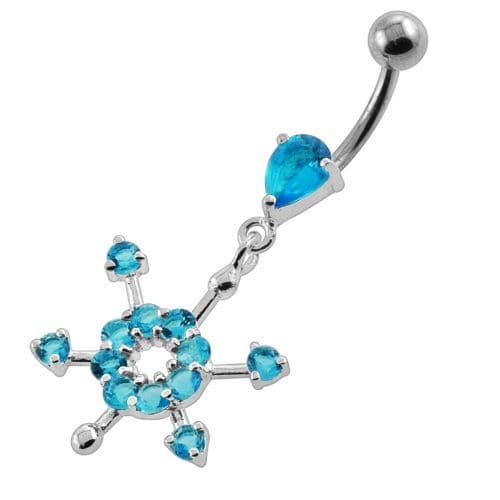 Fancy Flower Dangling Navel Belly Button Piercing - Monster Piercing