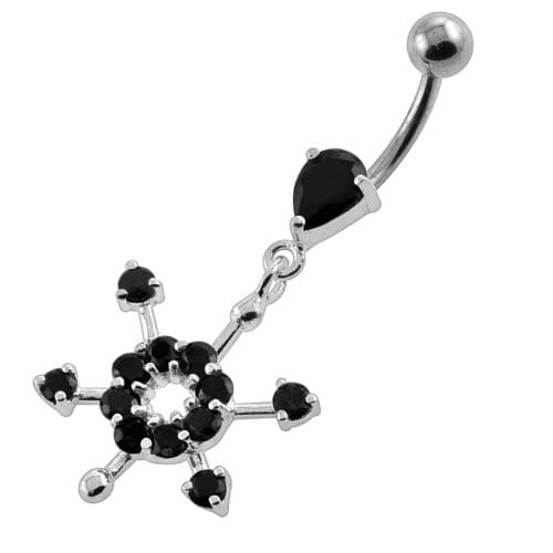 Fancy Flower Dangling Navel Belly Button Piercing - Monster Piercing