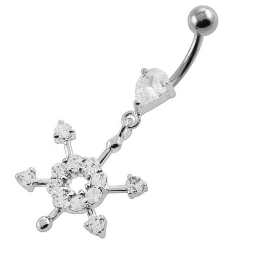 Fancy Flower Dangling Navel Belly Button Piercing - Monster Piercing