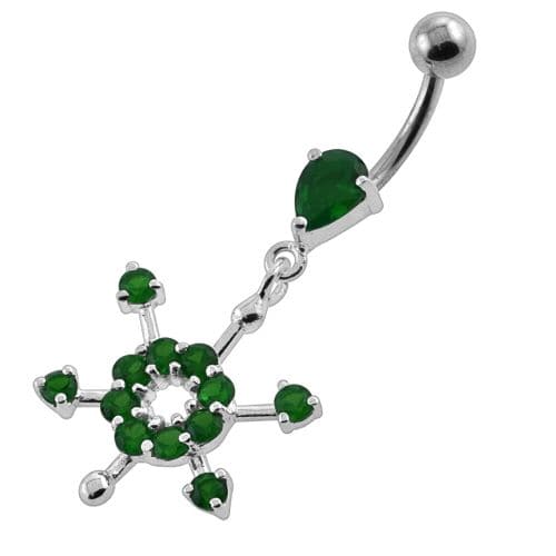 Fancy Flower Dangling Navel Belly Button Piercing - Monster Piercing