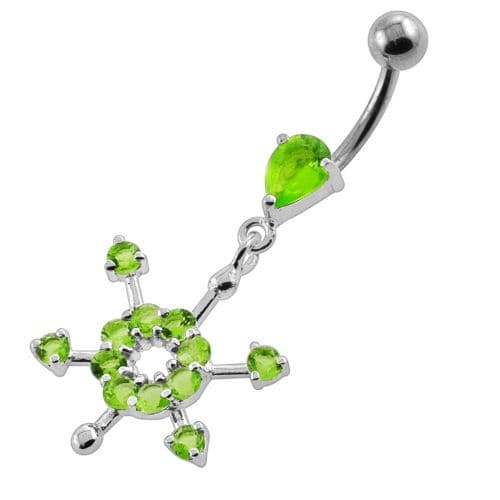 Fancy Flower Dangling Navel Belly Button Piercing - Monster Piercing