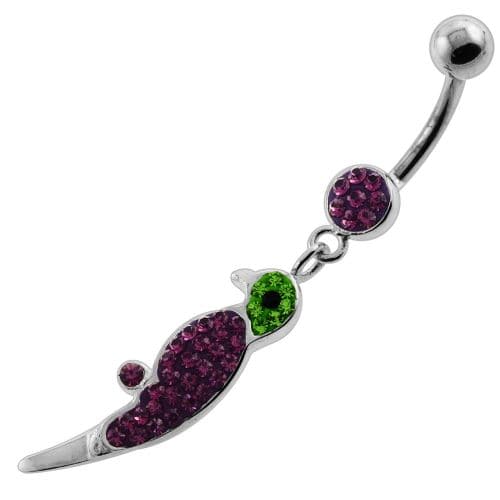 Dangling Multi Jeweled Parrot Navel Belly Button Piercing - Monster Piercing