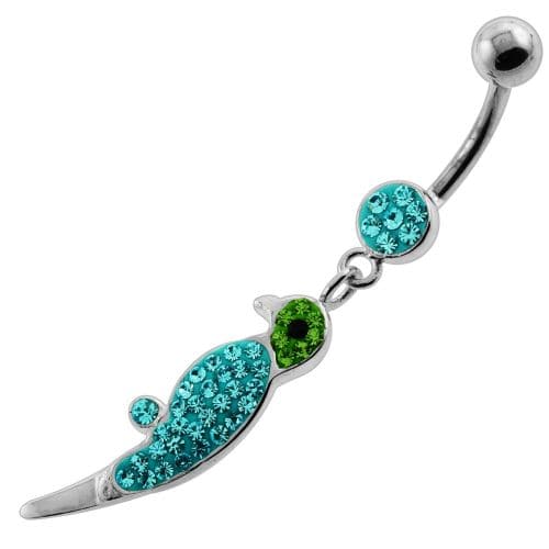 Dangling Multi Jeweled Parrot Navel Belly Button Piercing - Monster Piercing