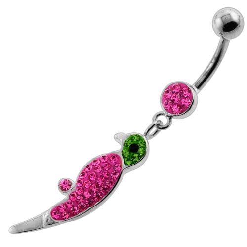 Dangling Multi Jeweled Parrot Navel Belly Button Piercing - Monster Piercing