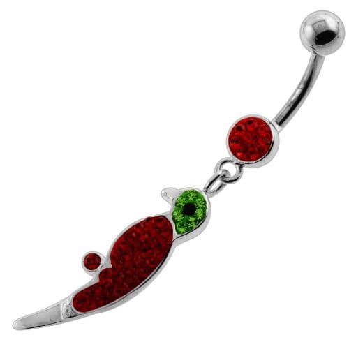 Dangling Multi Jeweled Parrot Navel Belly Button Piercing - Monster Piercing