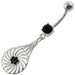 Dangling Jeweled Swirl Flower Navel Belly Button Piercing - Monster Piercing