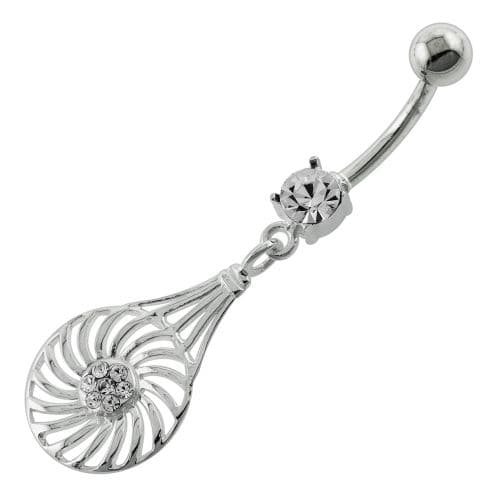 Dangling Jeweled Swirl Flower Navel Belly Button Piercing - Monster Piercing