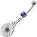 Dangling Jeweled Swirl Flower Navel Belly Button Piercing - Monster Piercing