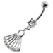 Dangling Jeweled Japanese Hand Fan Belly Button Ring - Monster Piercing