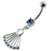 Dangling Jeweled Japanese Hand Fan Belly Button Ring - Monster Piercing