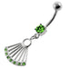 Dangling Jeweled Japanese Hand Fan Belly Button Ring - Monster Piercing