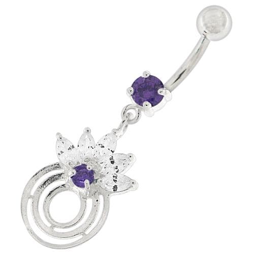 Round Circle with Crown Dangling Belly Ring - Monster Piercing