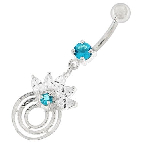 Round Circle with Crown Dangling Belly Ring - Monster Piercing