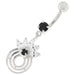 Round Circle with Crown Dangling Belly Ring - Monster Piercing