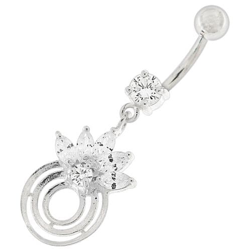 Round Circle with Crown Dangling Belly Ring - Monster Piercing