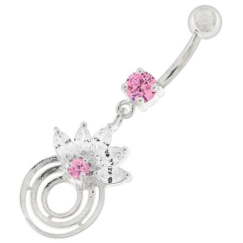 Round Circle with Crown Dangling Belly Ring - Monster Piercing