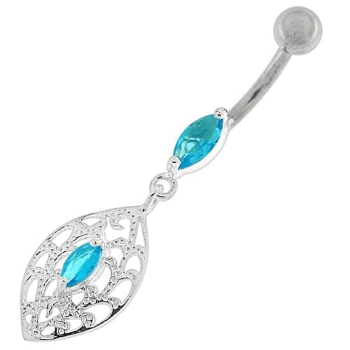 Fancy Ellipse Shape Dangling Belly Ring - Monster Piercing