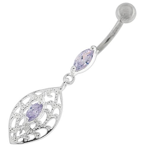 Fancy Ellipse Shape Dangling Belly Ring - Monster Piercing