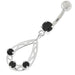 Oval Shape with Triple Stone Jeweled Belly Ring - Monster Piercing