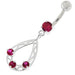 Oval Shape with Triple Stone Jeweled Belly Ring - Monster Piercing