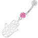 Silver Hamsa Hand Belly Ring - Monster Piercing