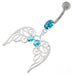 Angel Wings with Floral Silver Belly Ring - Monster Piercing