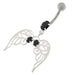 Angel Wings with Floral Silver Belly Ring - Monster Piercing