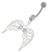 Angel Wings with Floral Silver Belly Ring - Monster Piercing