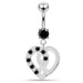 Jeweled Love Twin Hearts Sterling Silver Belly Button Piercing - Monster Piercing