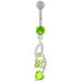 Flower with Heart Dangling Navel Belly Button Ring - Monster Piercing