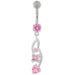 Flower with Heart Dangling Navel Belly Button Ring - Monster Piercing