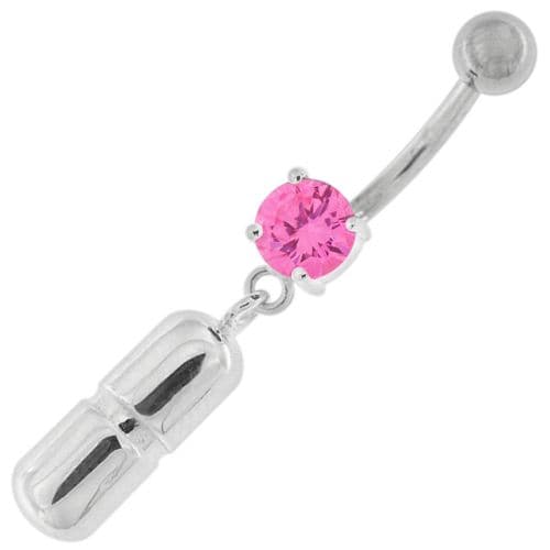 Dangling Capsule Navel Belly Button Ring - Monster Piercing