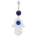 Hamsa Hand with Flowers Dangling Belly Button Ring - Monster Piercing