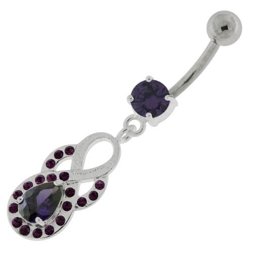 Tear Drop CZ with Fusion Infinity Dangling Navel Belly Button Ring - Monster Piercing