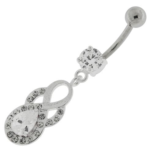 Tear Drop CZ with Fusion Infinity Dangling Navel Belly Button Ring - Monster Piercing