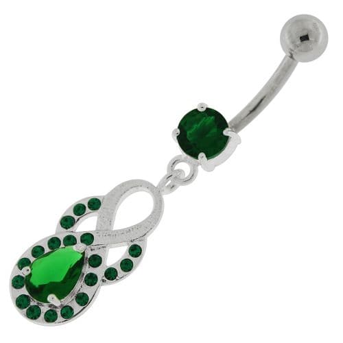 Tear Drop CZ with Fusion Infinity Dangling Navel Belly Button Ring - Monster Piercing