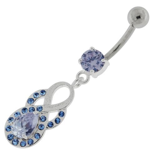 Tear Drop CZ with Fusion Infinity Dangling Navel Belly Button Ring - Monster Piercing