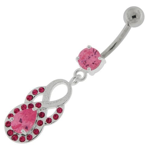 Tear Drop CZ with Fusion Infinity Dangling Navel Belly Button Ring - Monster Piercing