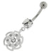 Swirl Flower Dangling Navel Belly Button Ring - Monster Piercing