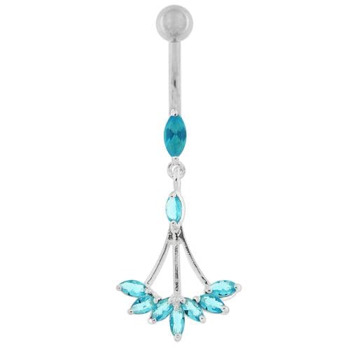 Jeweled Dangling Floral Chandelier Belly Button Ring - Monster Piercing